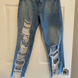 Distressed boyfriend jeans